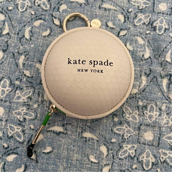 NWT Kate Spade Tee Time Golf Leather Coin Purse White Green Leather - Picture 1 of 5